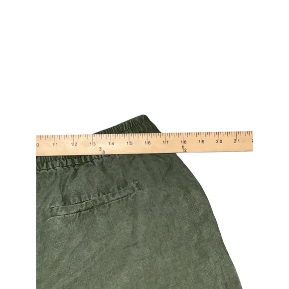 J.Crew Woman L Olive Green Linen Blend Drawstring Pull On Casual Shorts Pocket - Picture 4 of 5